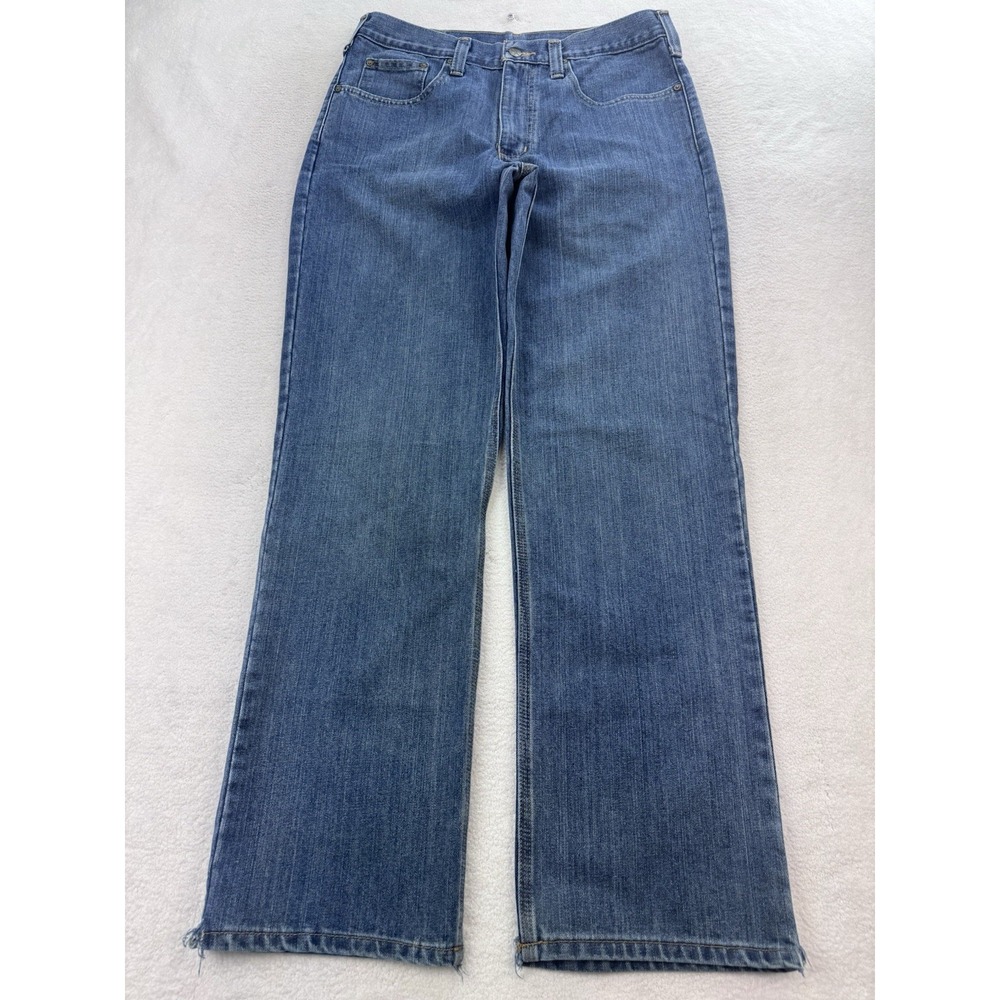 Carhartt Jeans Mens 32x32 Relaxed Fit Blue Denim Straight Leg Workwear BD1483-M